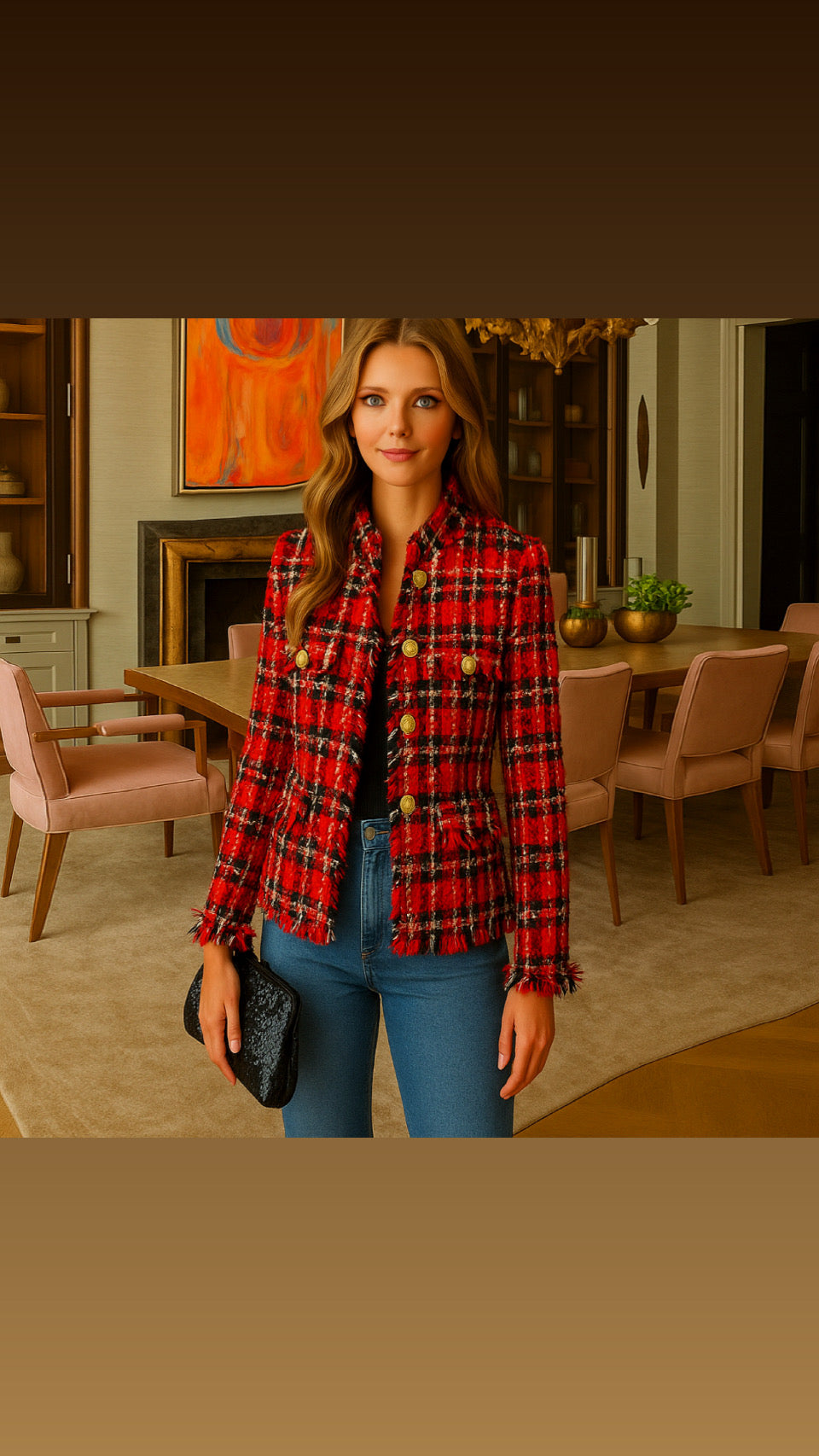 Blazer Ashley tweed lana flecos, tallas (36-46) made in Oporto