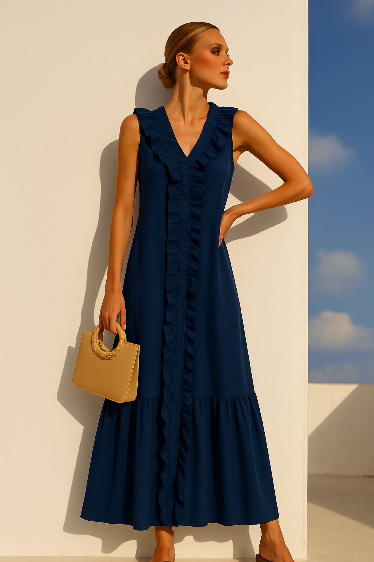 Mintlis women, pleated cotton, asymmetrical Gaby dress sizes (36-46)