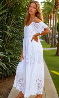 -40% OFF Mintlis mujer, algodón encaje bordado brocado, vestido Lanzarote, (36-52) color blanco