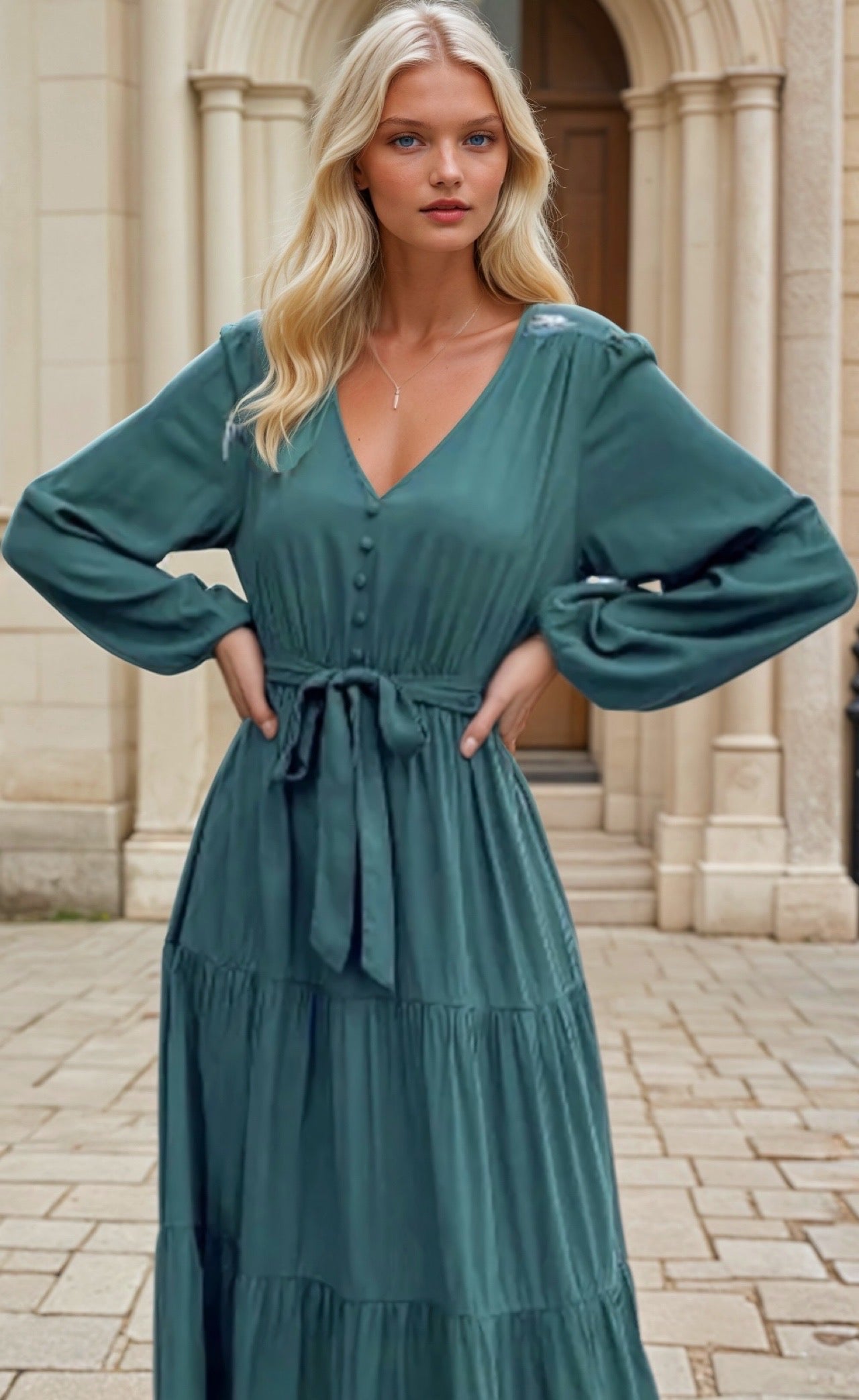 Mintlis mujer, algodón de crepe, vestido Guadalquivir, tallas (36-48)