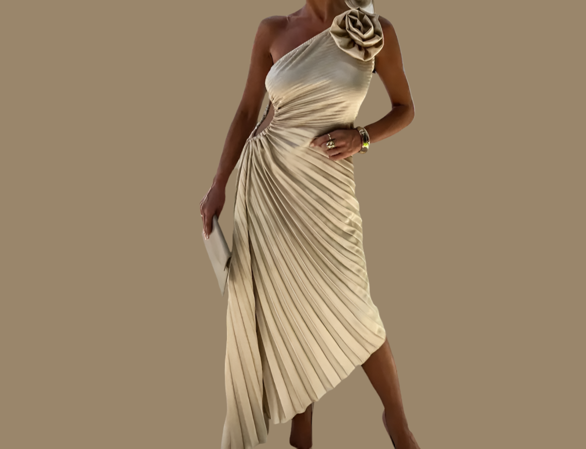 Mintlis pleated chiffon, asymmetrical Sicilia dress, 4 colours, sizes (36-44)
