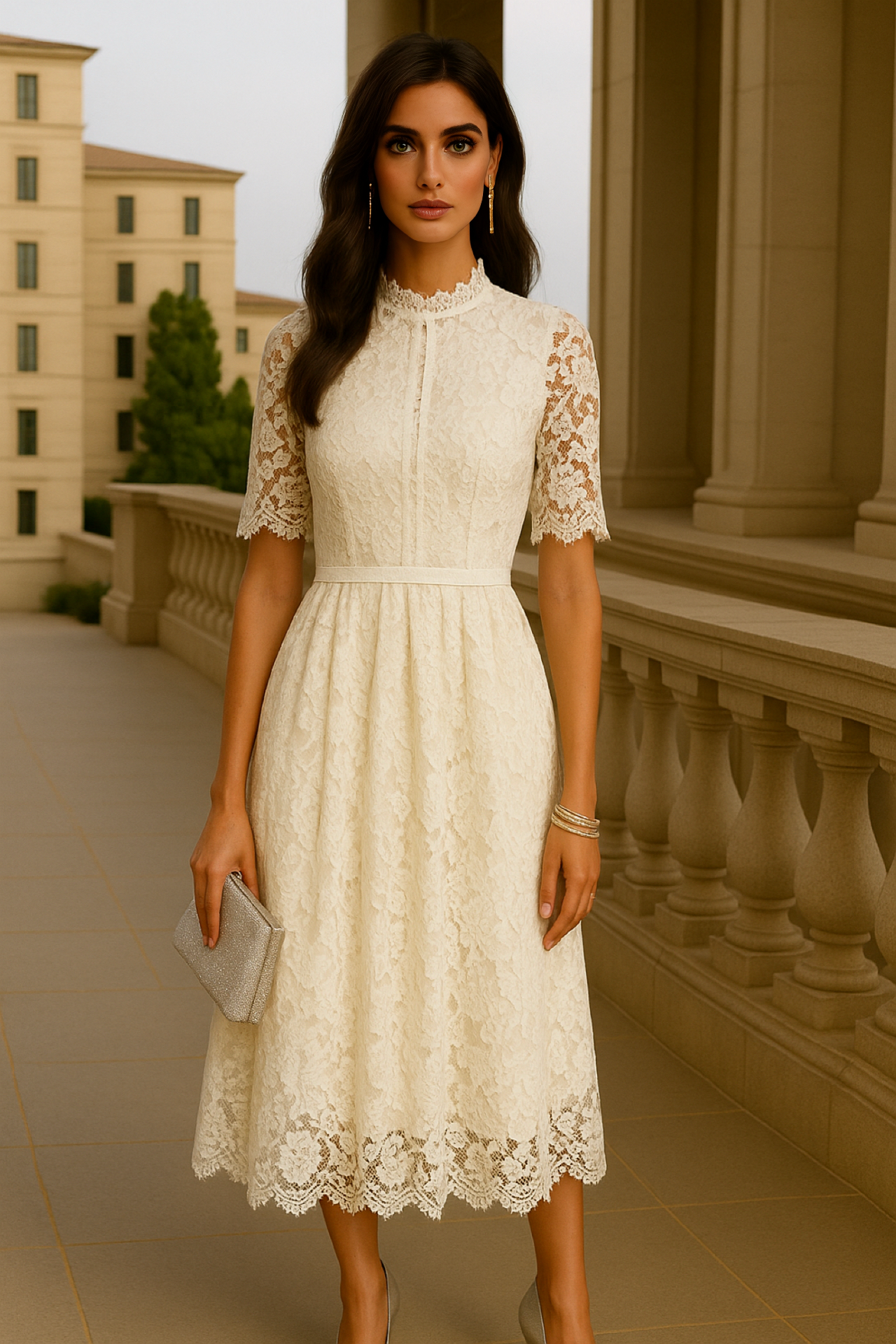 Mintlis mujer, algodón licra bordado vestido Carolina, 4 colores tallas (36-50)