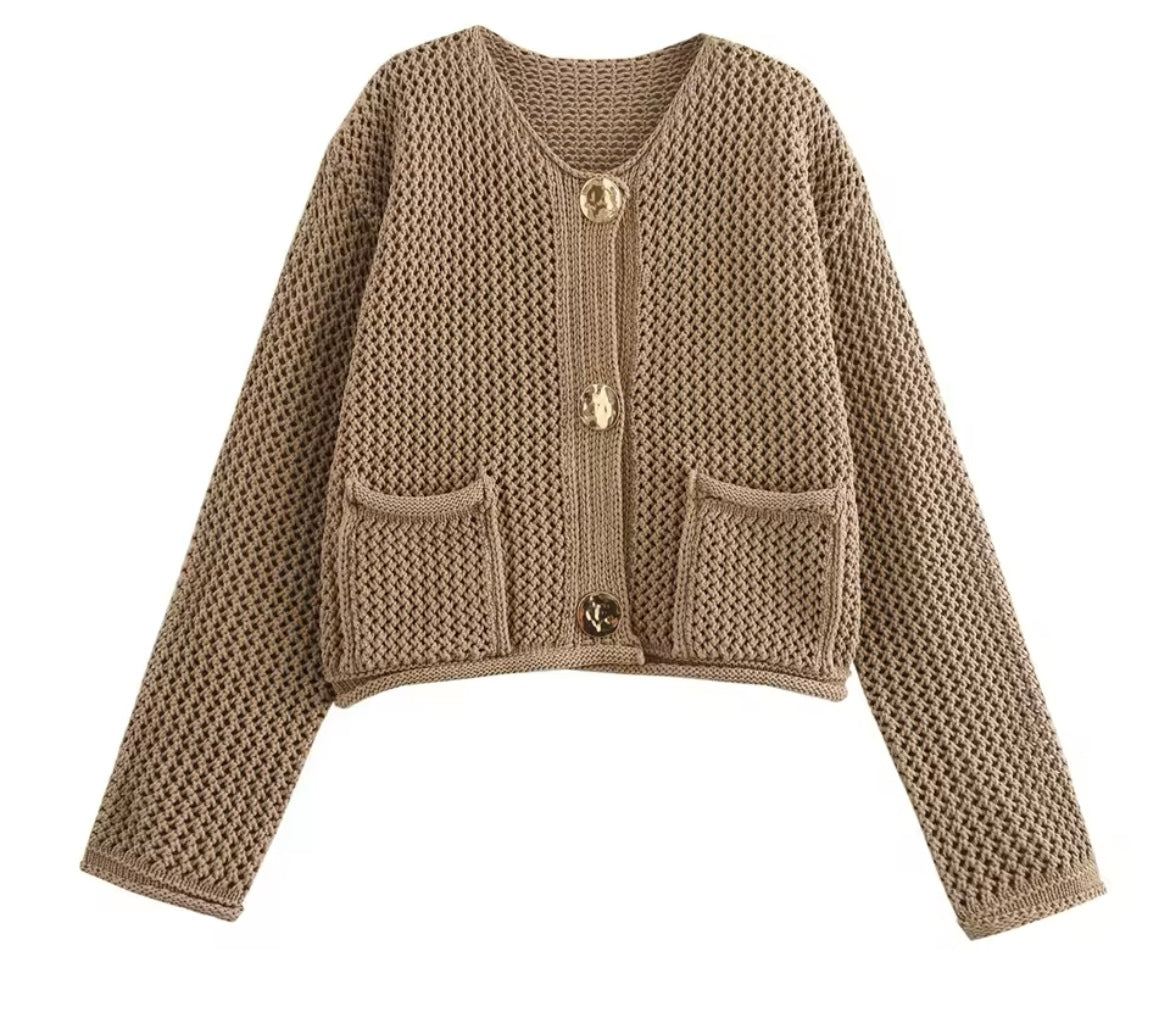 Mintlis mujer de crotchet cardigan Florence, 4 colores, tallas (36-46)