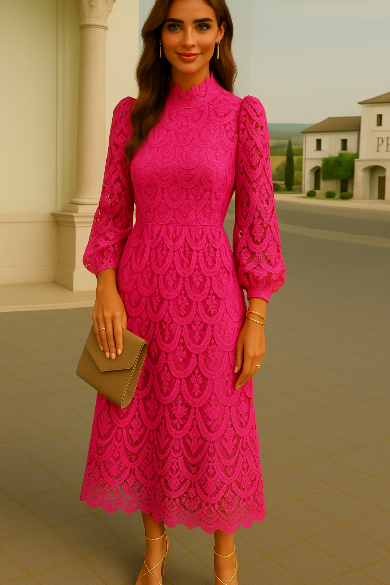 40% OFF Carla embroidered and brocade dress, 4 colors, sizes (36-46)