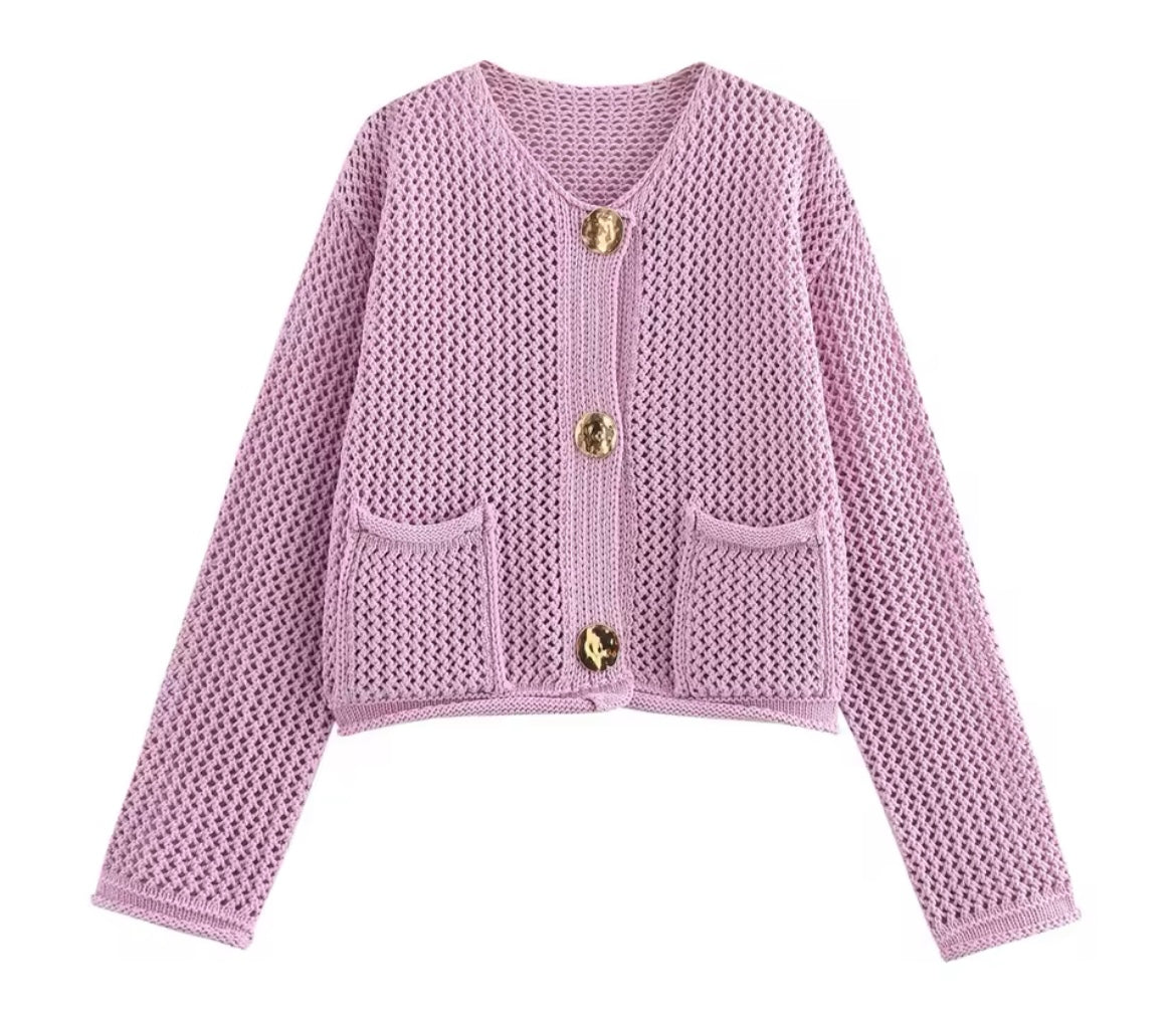 Mintlis mujer de crotchet cardigan Florence, 4 colores, tallas (36-46)