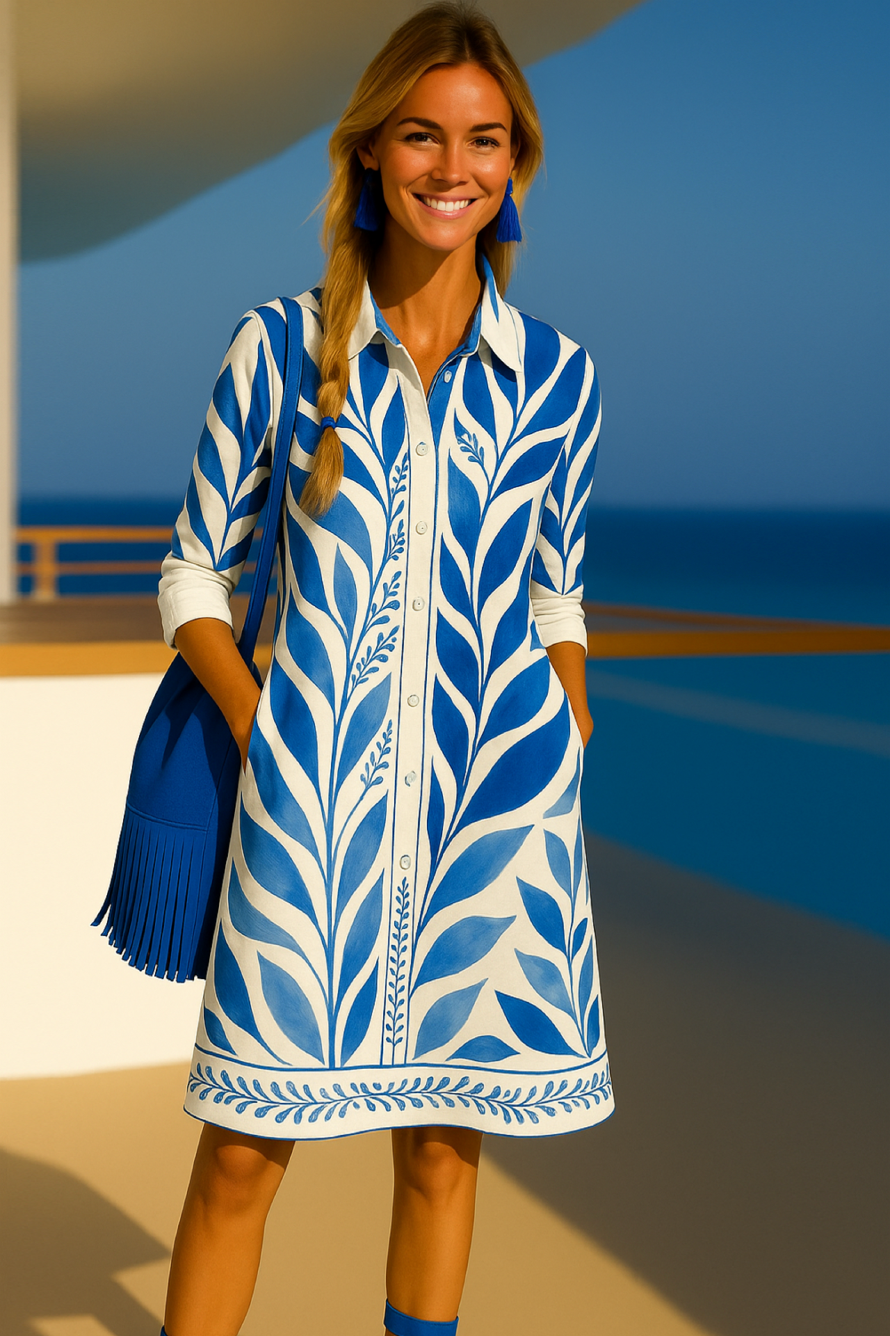 Vestido Mares Azules rayas camisero, 4 estampados, rayas y flores, tallas (36-48)