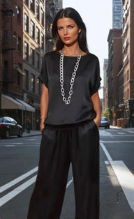 Estefan top y pantalón elástico,5 colores, talla (34-50)