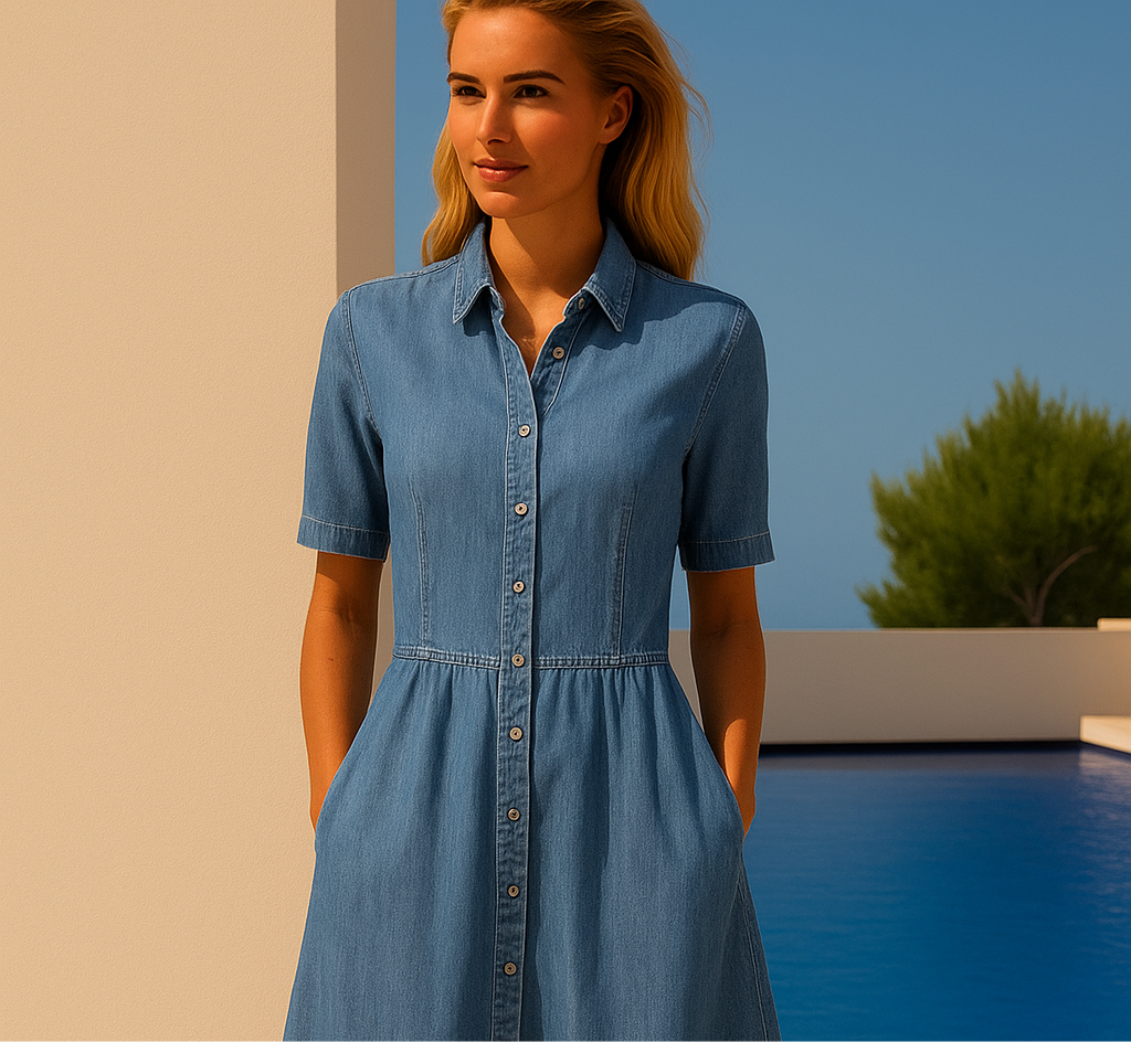 Denis Denim Lycra Dress, sizes (36-50)