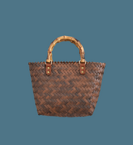 Round basket with wooden handle 30X20X8 cm, 2 different handles