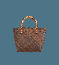 Round basket with wooden handle 30X20X8 cm, 2 different handles