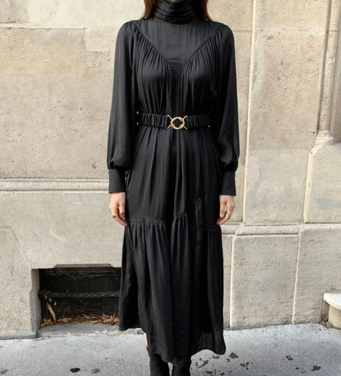 Mintlis mujer, seda plisada, cinturón incluido vestido Amorío, 2 colores, talla (36-48)