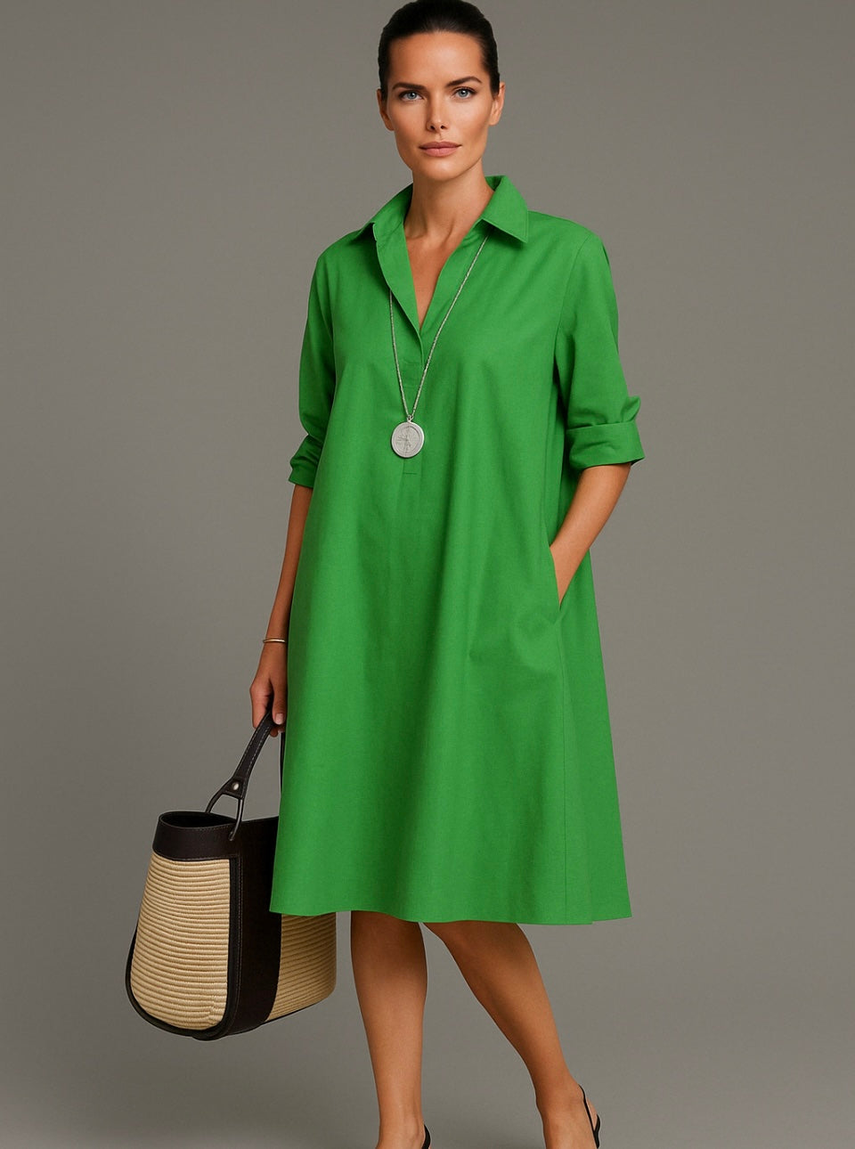 Mintlis mujer, algodón 100%, vestido Margaret camisero, tallas (36-46)