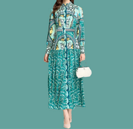 Vestido Garden mint camisero, manga linterna midi, super elegantes, 5 tallas