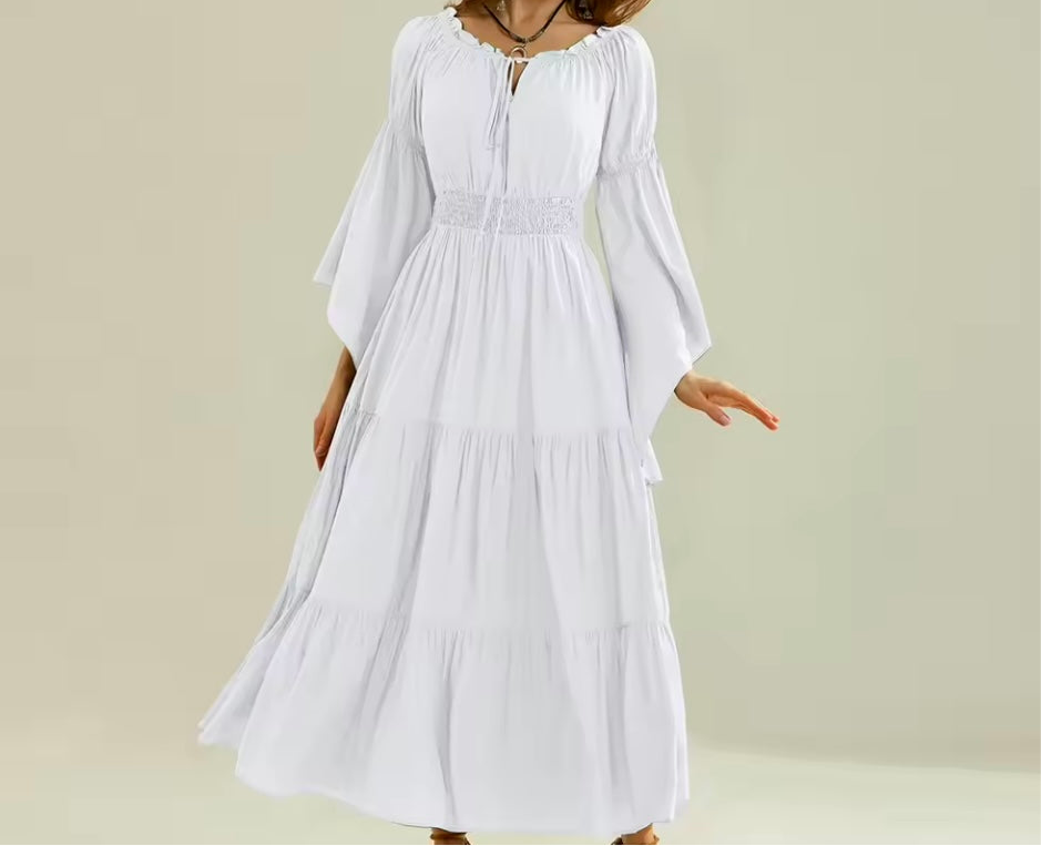Olivia off-white dress, cotton lycra, sizes (36-46)