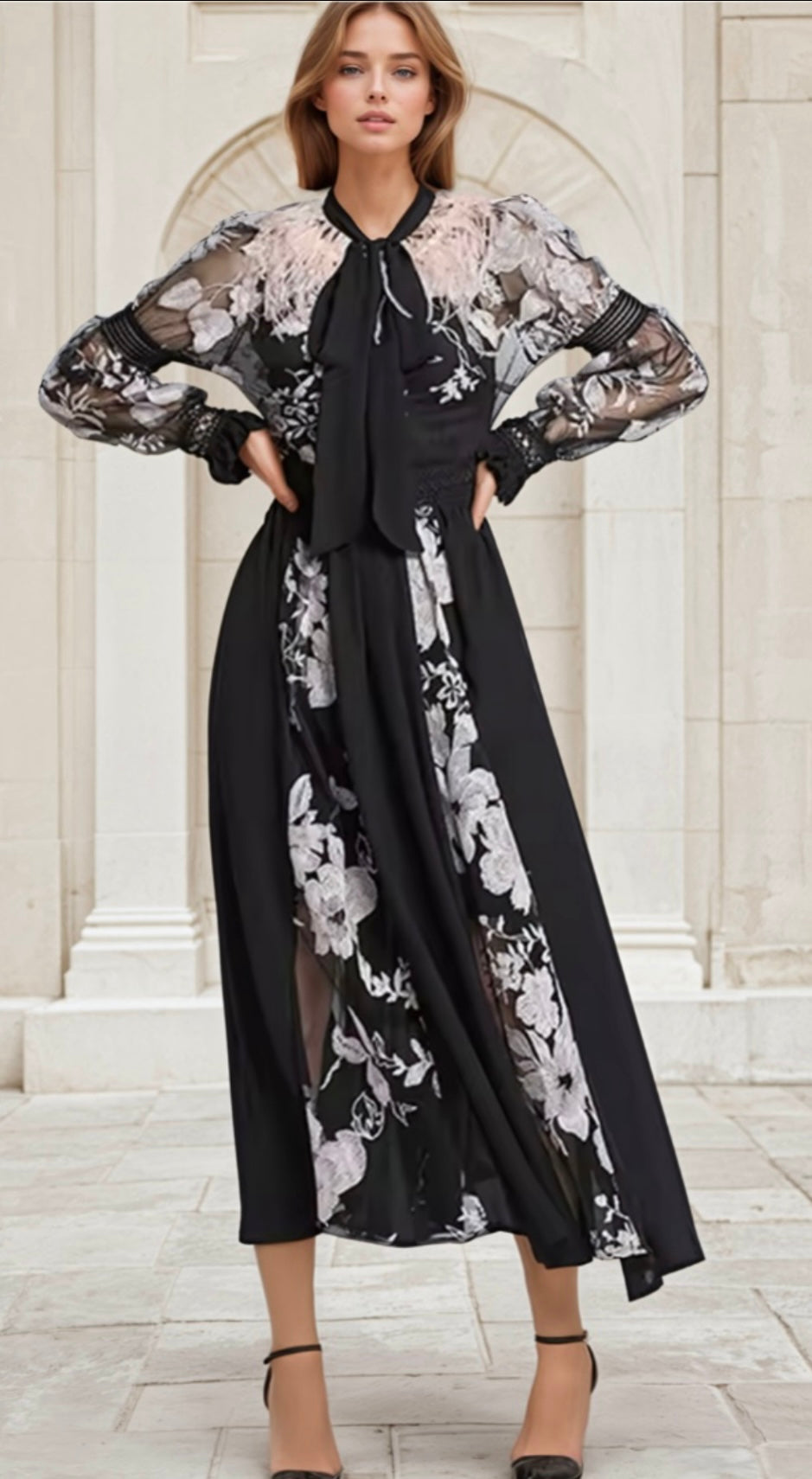 Mintlis print, chiffon Napoli dress, 6 sizes