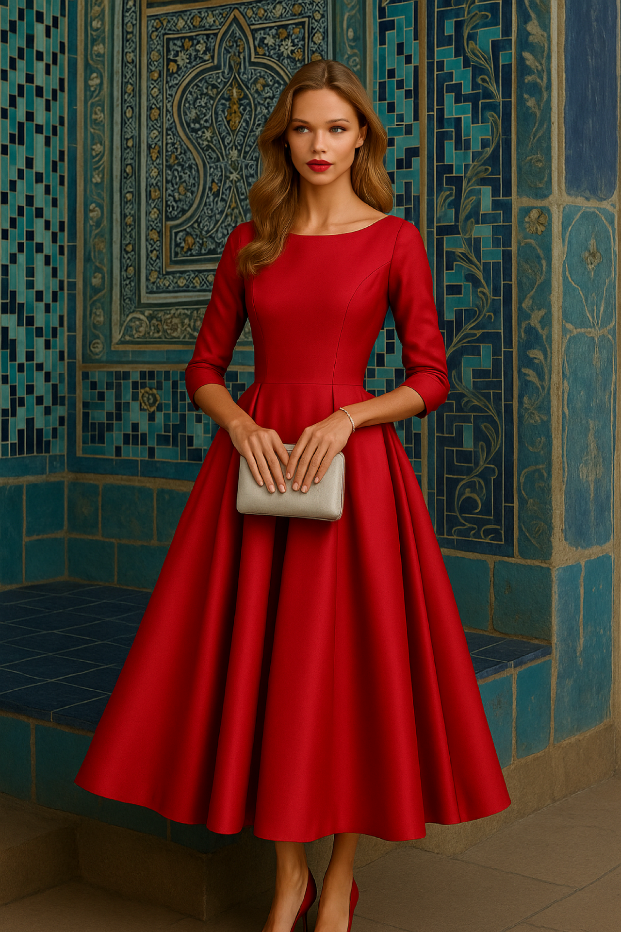 Dinastia dress, satin lycra elastane, 2 colors, sizes (36-48)
