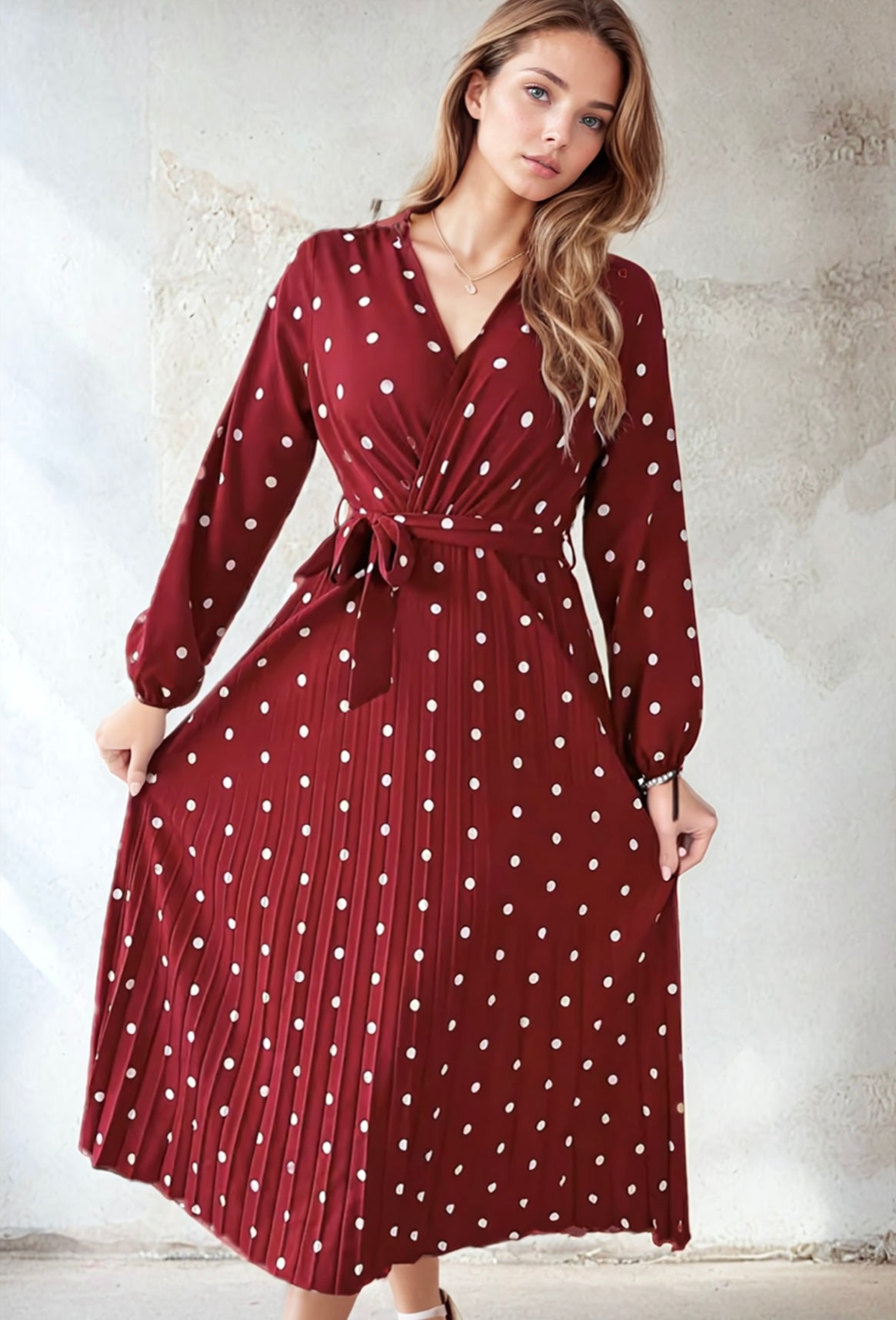Mintlis polka dot print Katherine dress, 4 colours, sizes (36-46)