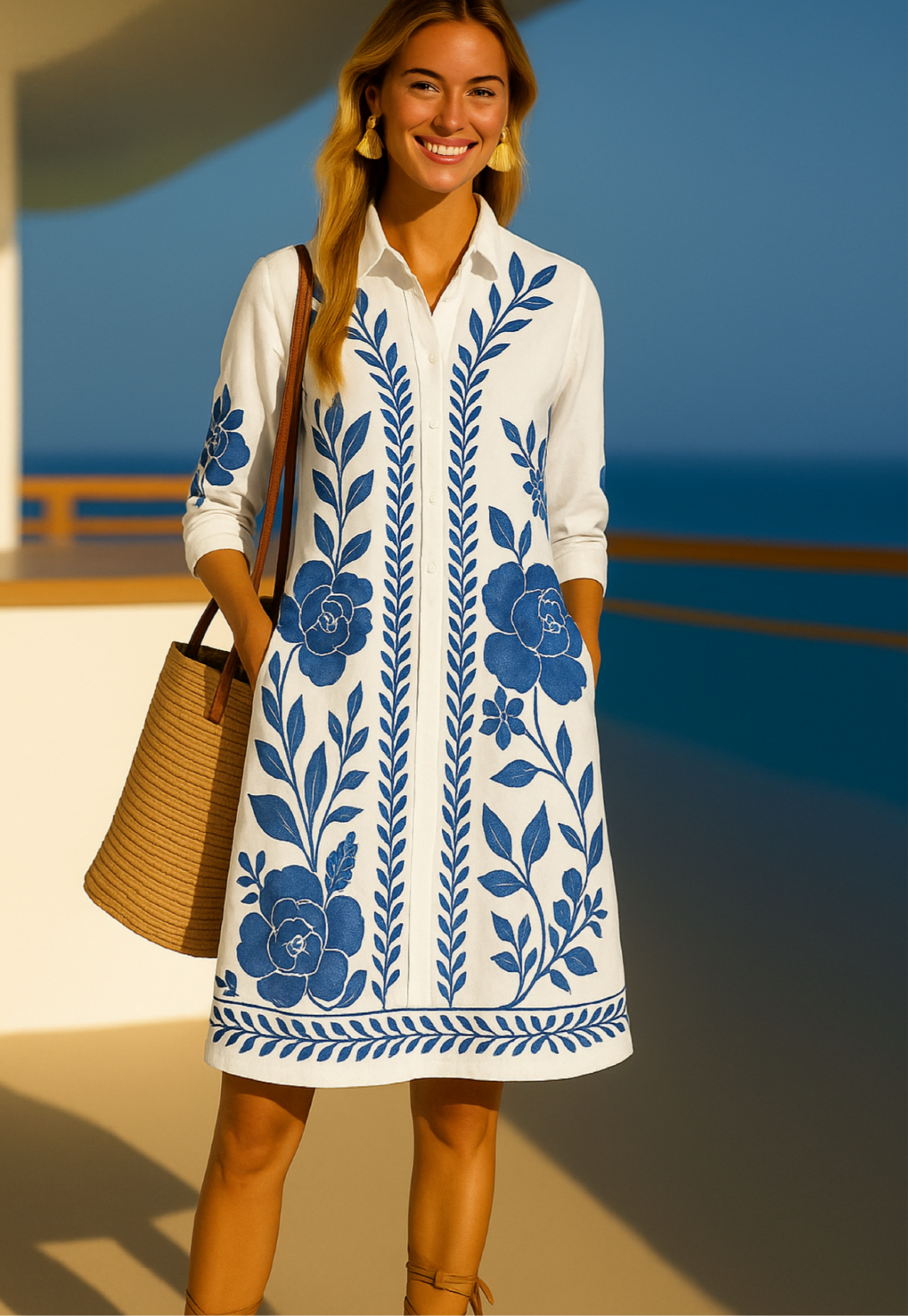 Vestido Mares Azules rayas camisero, 4 estampados, rayas y flores, tallas (36-48)