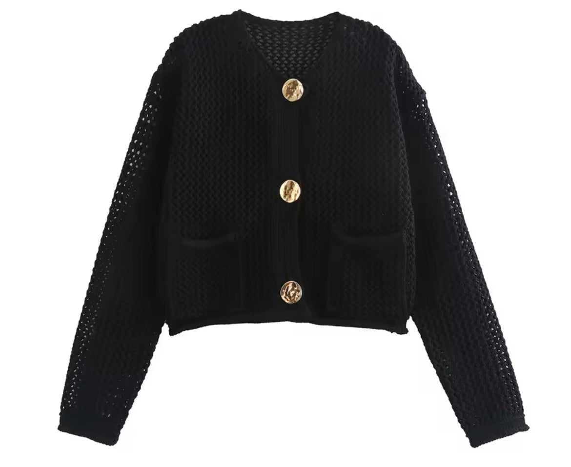 Mintlis mujer de crotchet cardigan Florence, 4 colores, tallas (36-46)