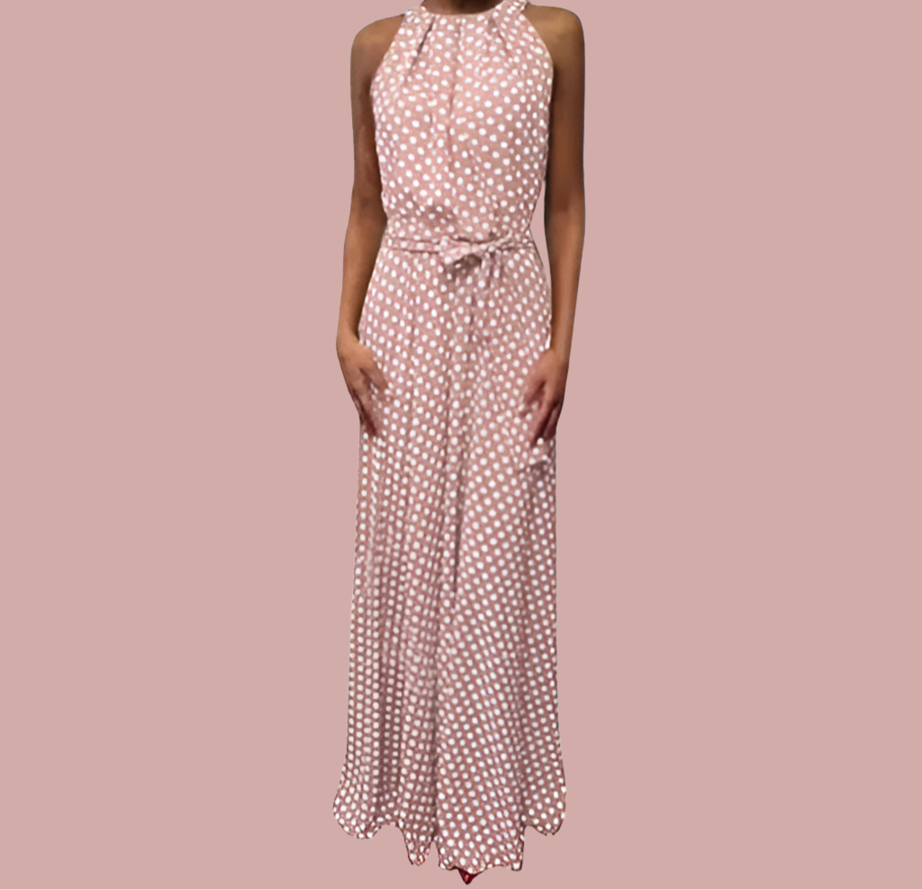 Vestido Biscayne cuello halter, 5 colores, 6 tallas