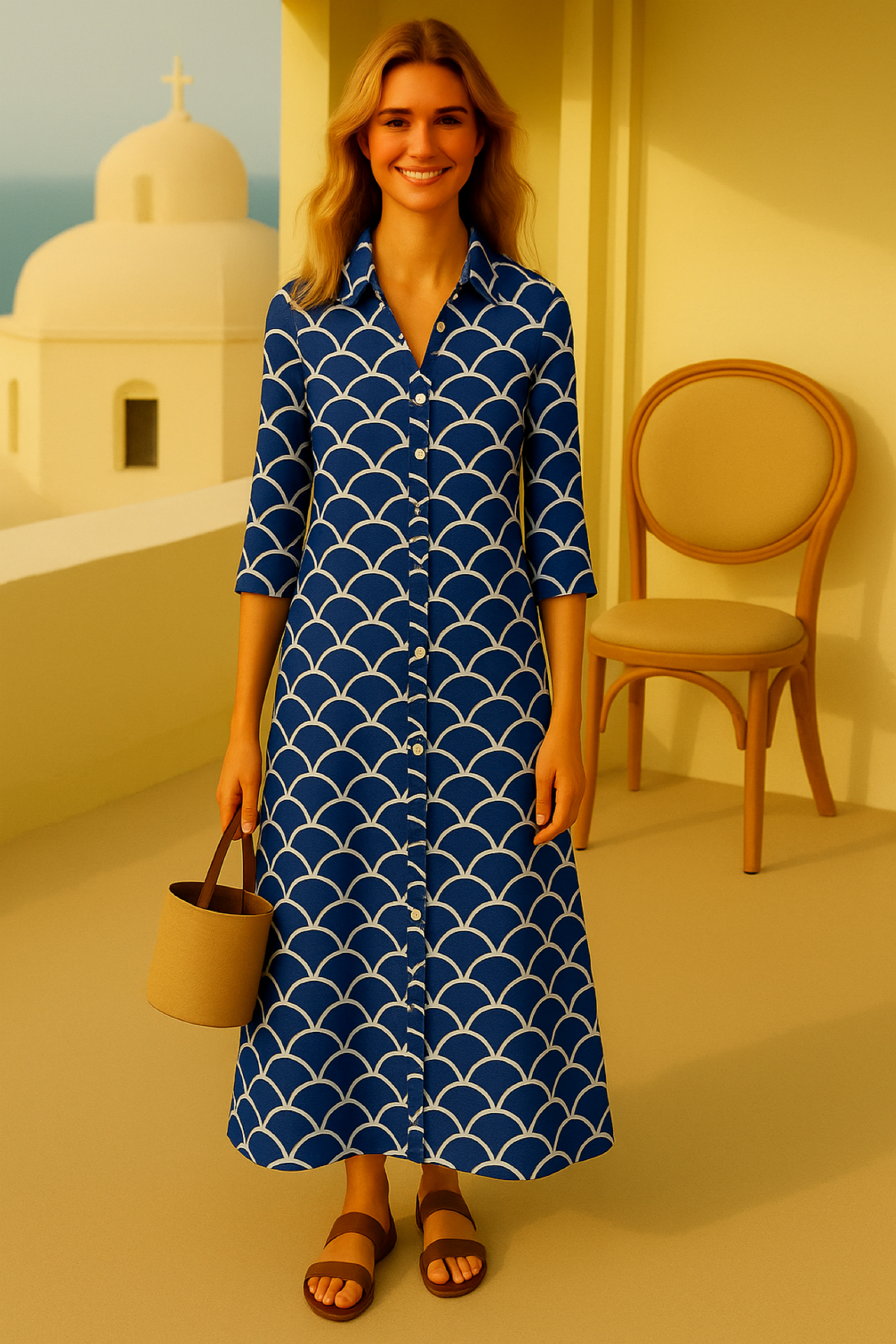 BLUES shirt dress, 5 prints, sizes (36-52)