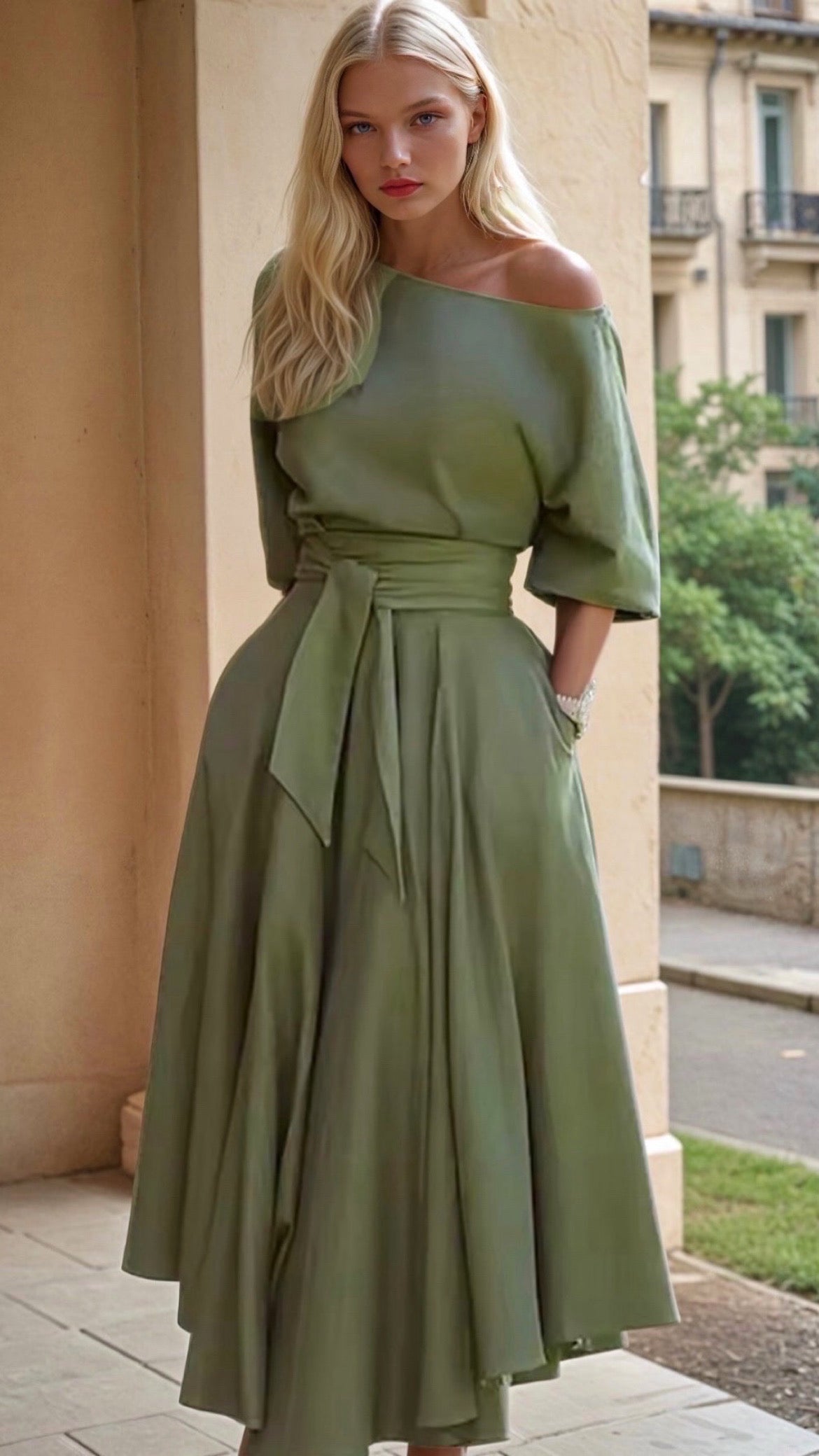 Mintlis mujer, vestido Verna algodón satinado, 3 colores, tallas (36-48)