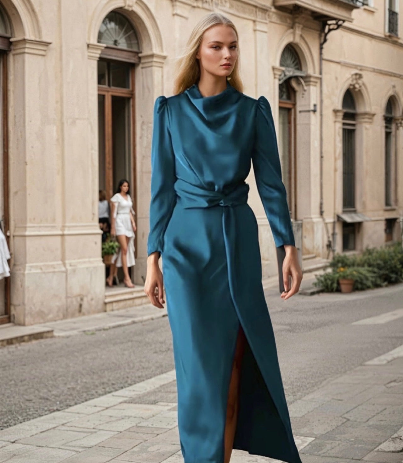 Mintlis mujer satén vestido Sophie strech,6 colores, tallas (36-44)