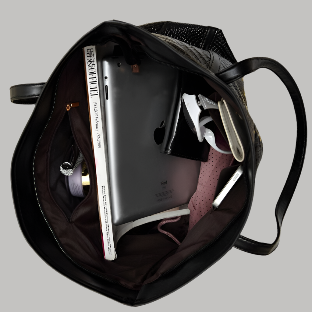 Bolso Cenicienta Crocodile piel negro