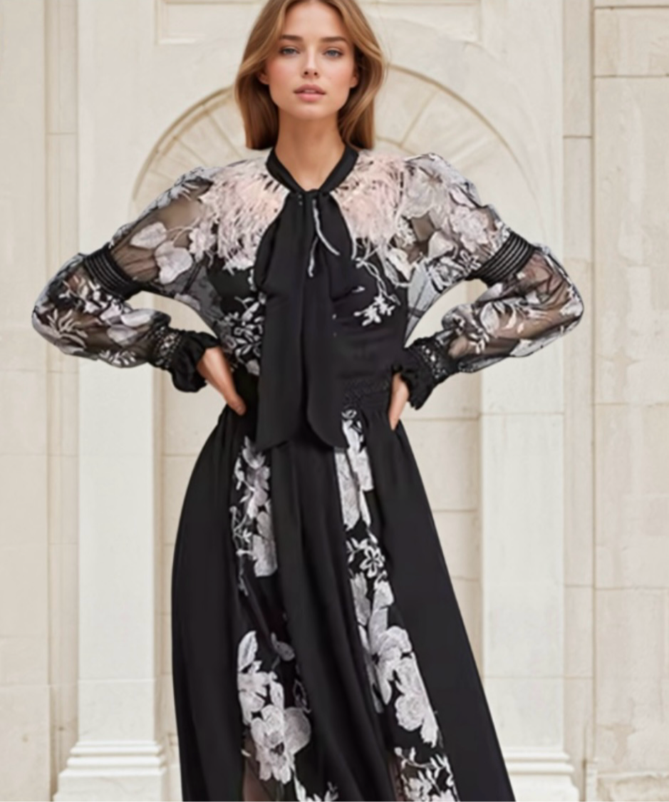 Mintlis print, chiffon Napoli dress, 6 sizes