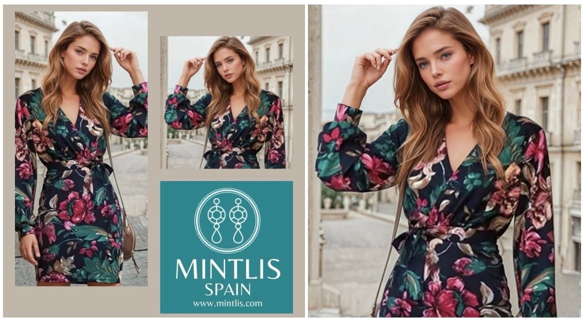Collin printed wrap dress, 5 sizes (36-44) free shipping