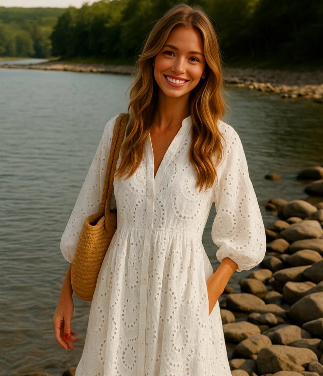 Mintlis mujer, algodón brocado camisero, vestido Brendan, tallas (36-50)