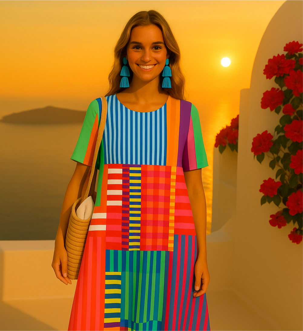 Altea cotton knit dress with viscose pockets, sizes (34-50)