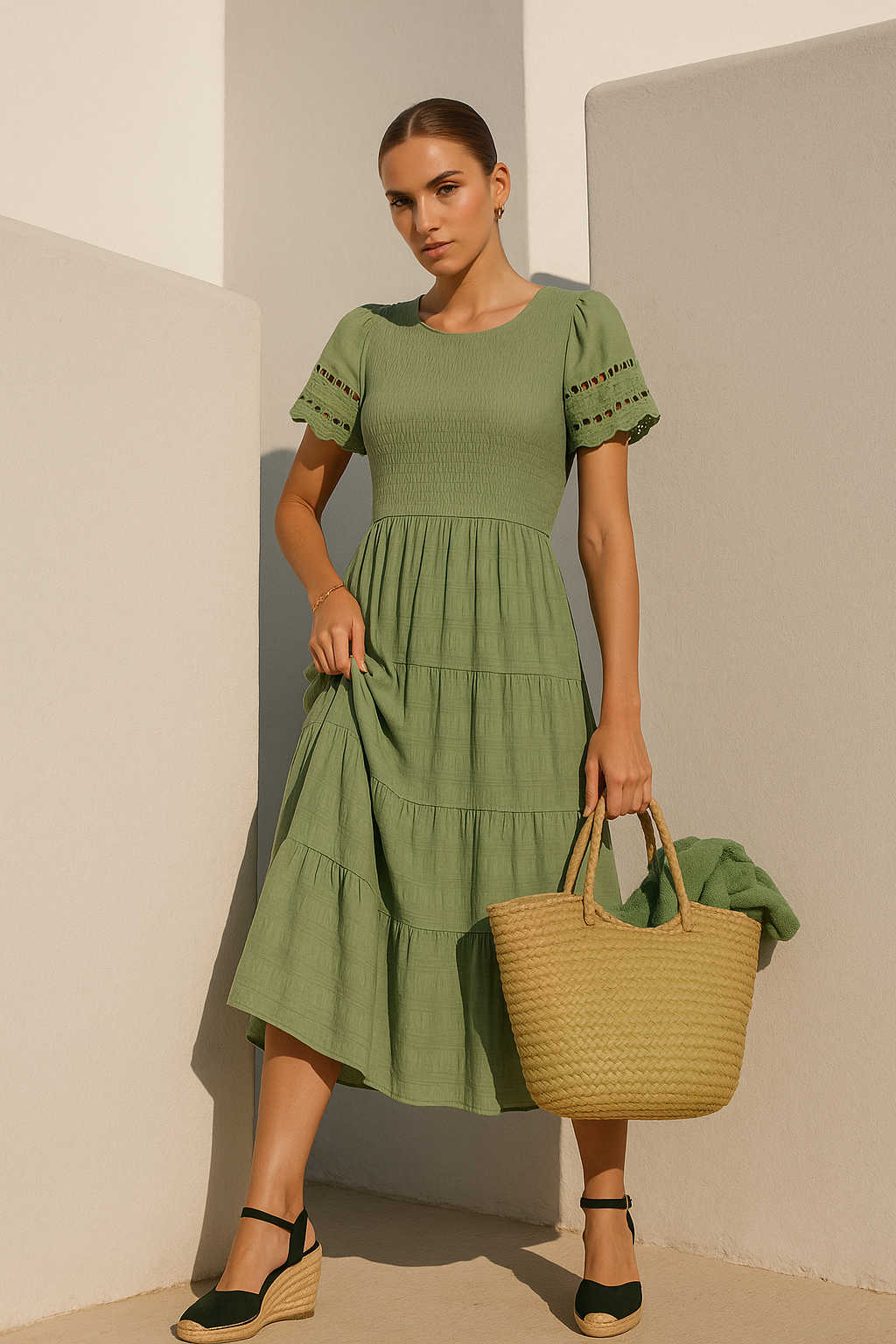 40% OFF cotton honeycomb dress Montealegre, 5 colors, sizes (36-50) made in Portugal