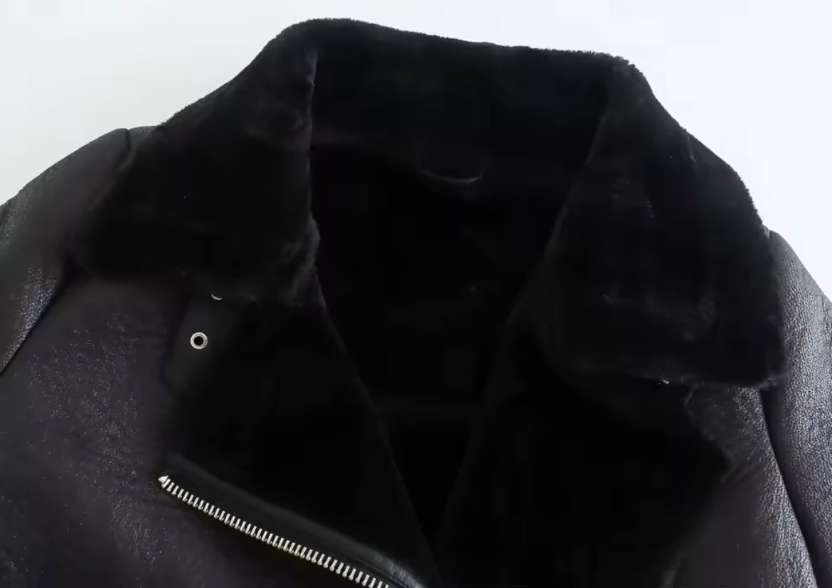 Mintlis mujer, piel 100% y lana, cazadora Angelina, tallas (36-44) Alta calidad