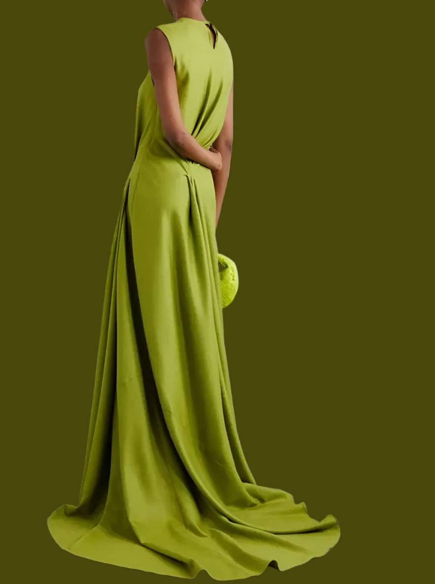 Vestido Lamberty Green largo de crepe elastane, 4 tallas (38-44)