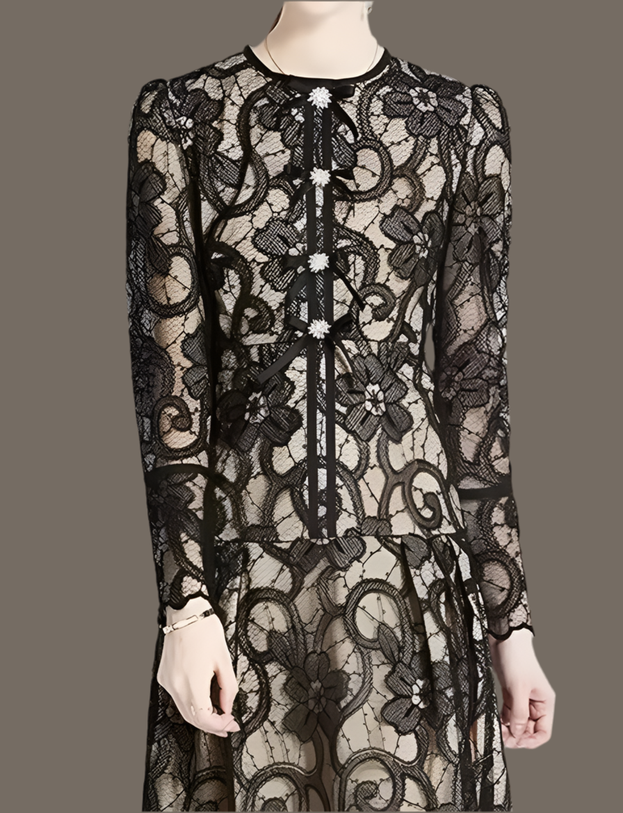 Mintlis mujer bordado,encaje, vestido Eugenia, tallas (36-46)