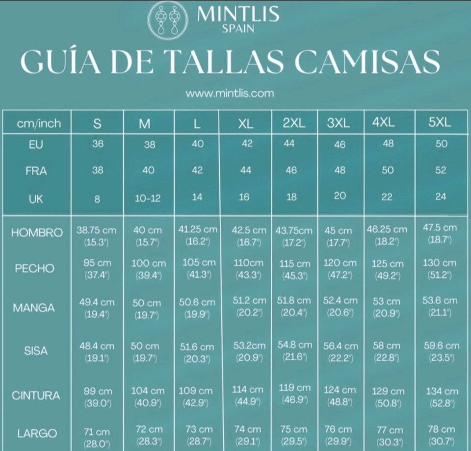 Top chemise Thalía, 6 couleurs, taille unique