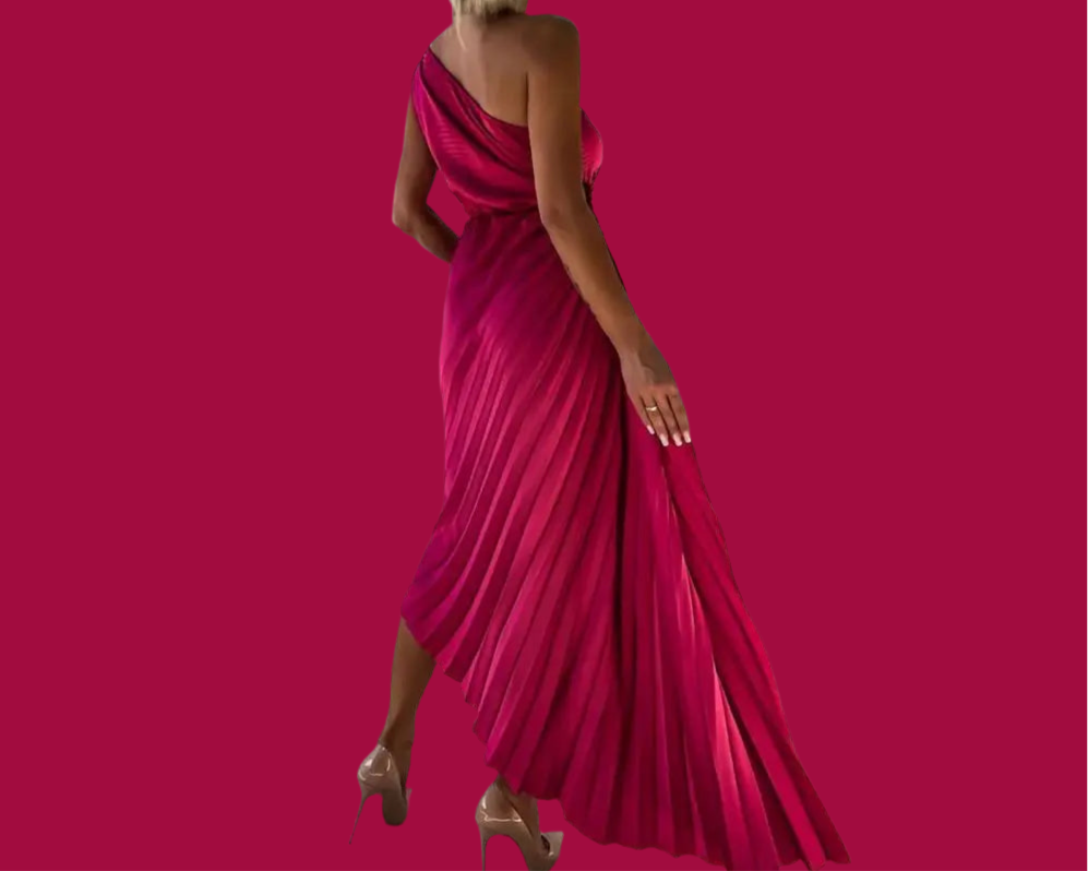 Mintlis pleated chiffon, asymmetrical Sicilia dress, 4 colours, sizes (36-44)