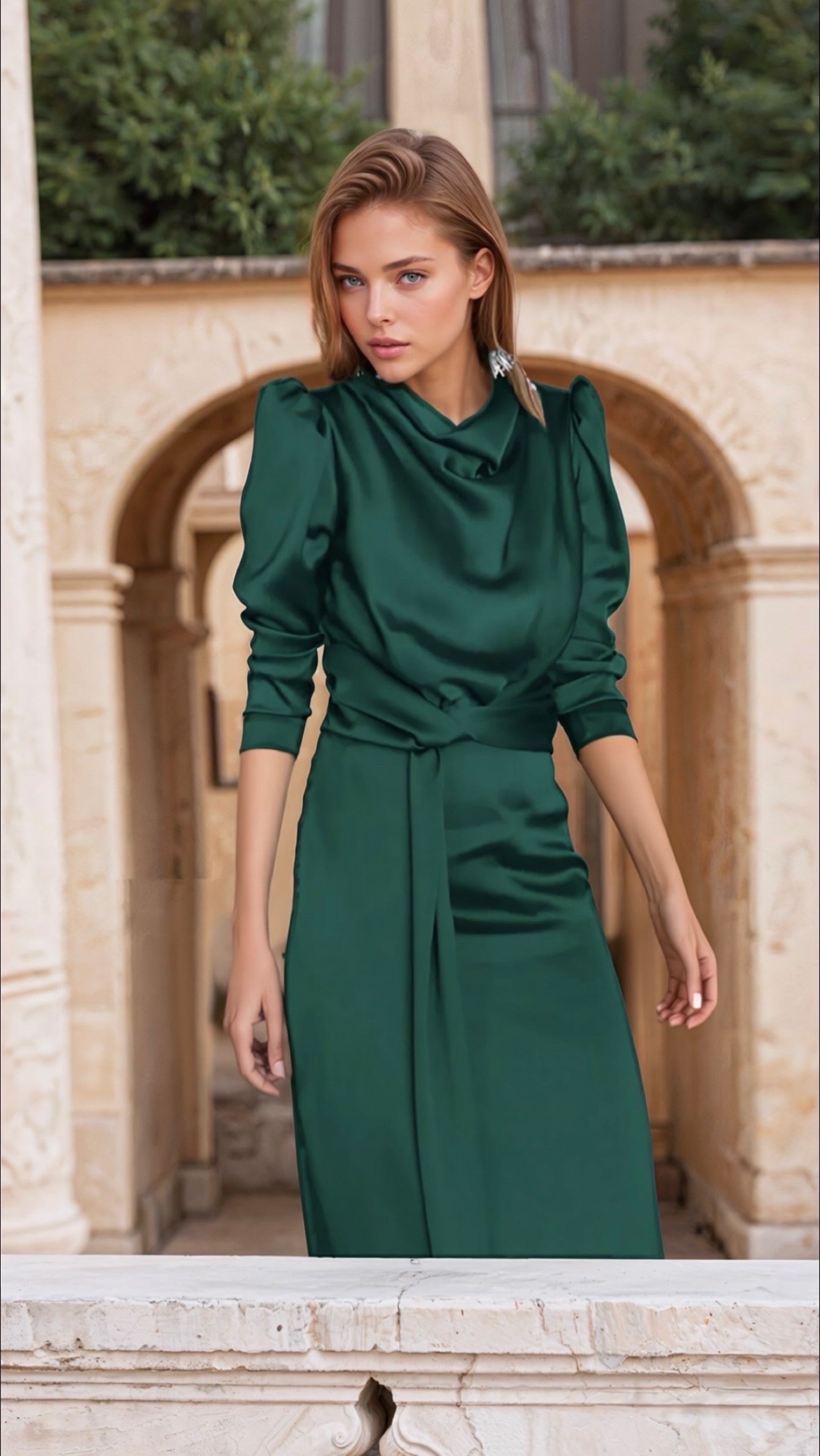 Mintlis mujer satén vestido Sophie strech,6 colores, tallas (36-44)