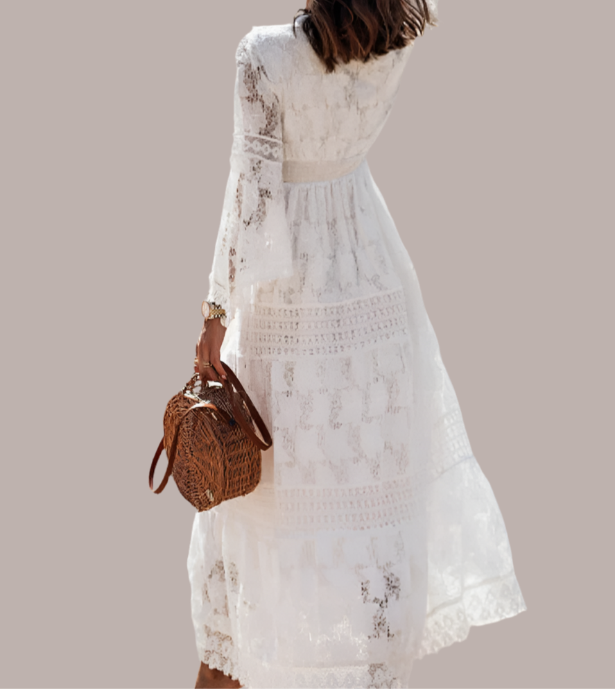 Mintlis mujer, bordado encaje, vestido ibicenco, 2 colores,tallas (36-42)