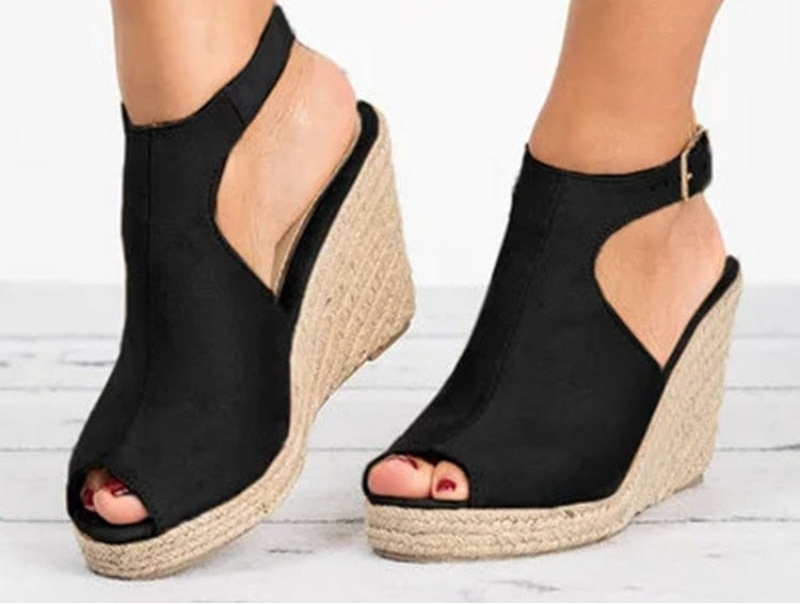 Sandalias cuñas Esparto Jimena , 6 colores, Made in Spain
