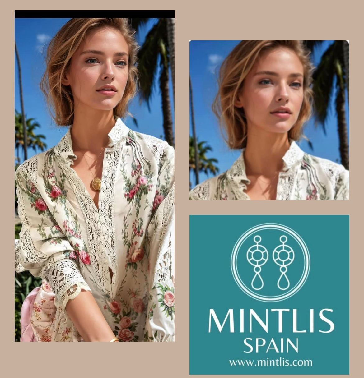 Mintlis algodón encaje estampada, camisa Chile, 6 tallas (36-46)