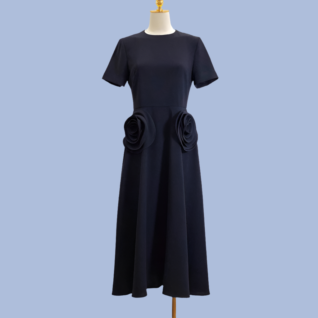 Vestido Flamenco flores strech crepe de algodón, 3 colores, tallas(36-44)