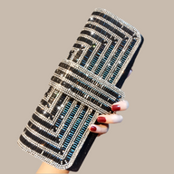 Pochette Caroline strass avec chaîne, 2 couleurs