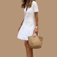 Los Angeles dress made of 100% cotton and lace, sizes (34-42)