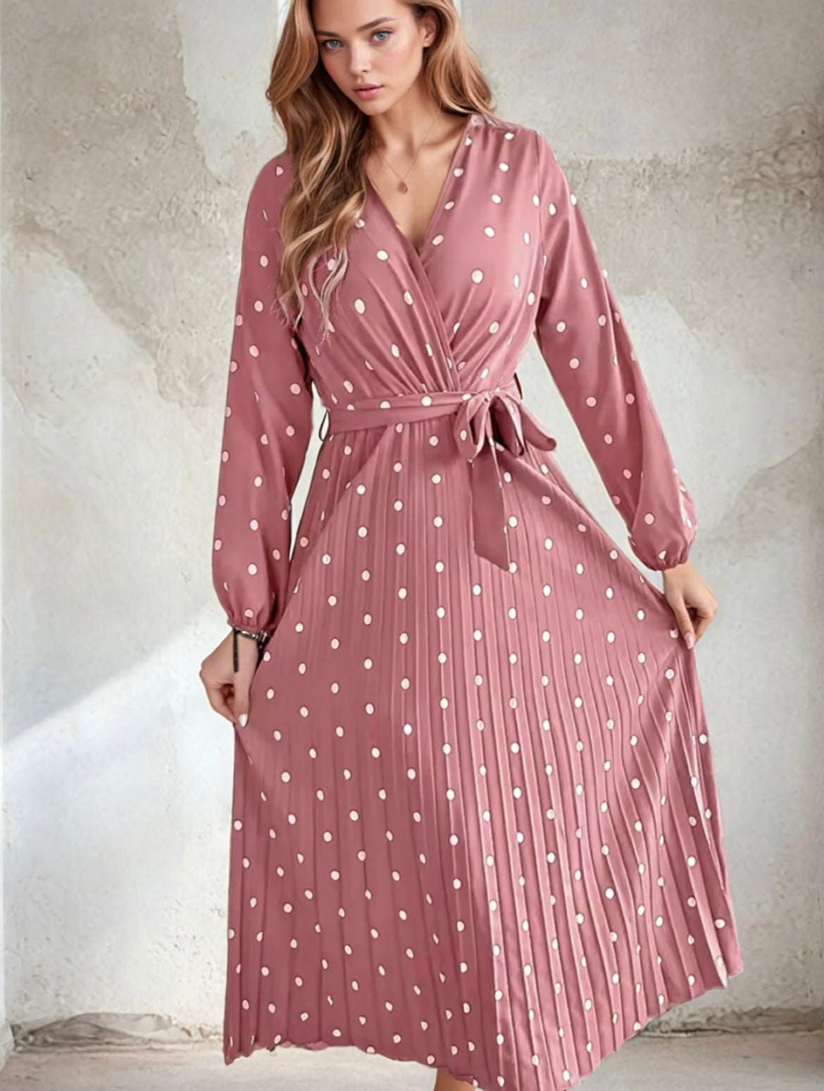 Mintlis polka dot print Katherine dress, 4 colours, sizes (36-46)