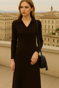 Vestido Chloe de punto de lana suave elasticidad 100% ,4 colores, tallas (36-50) made in Portugal