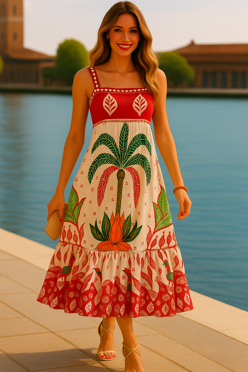 -30% OFF vestido Lisbon con espalda elástica, 5 estampados, tallas (36-44)