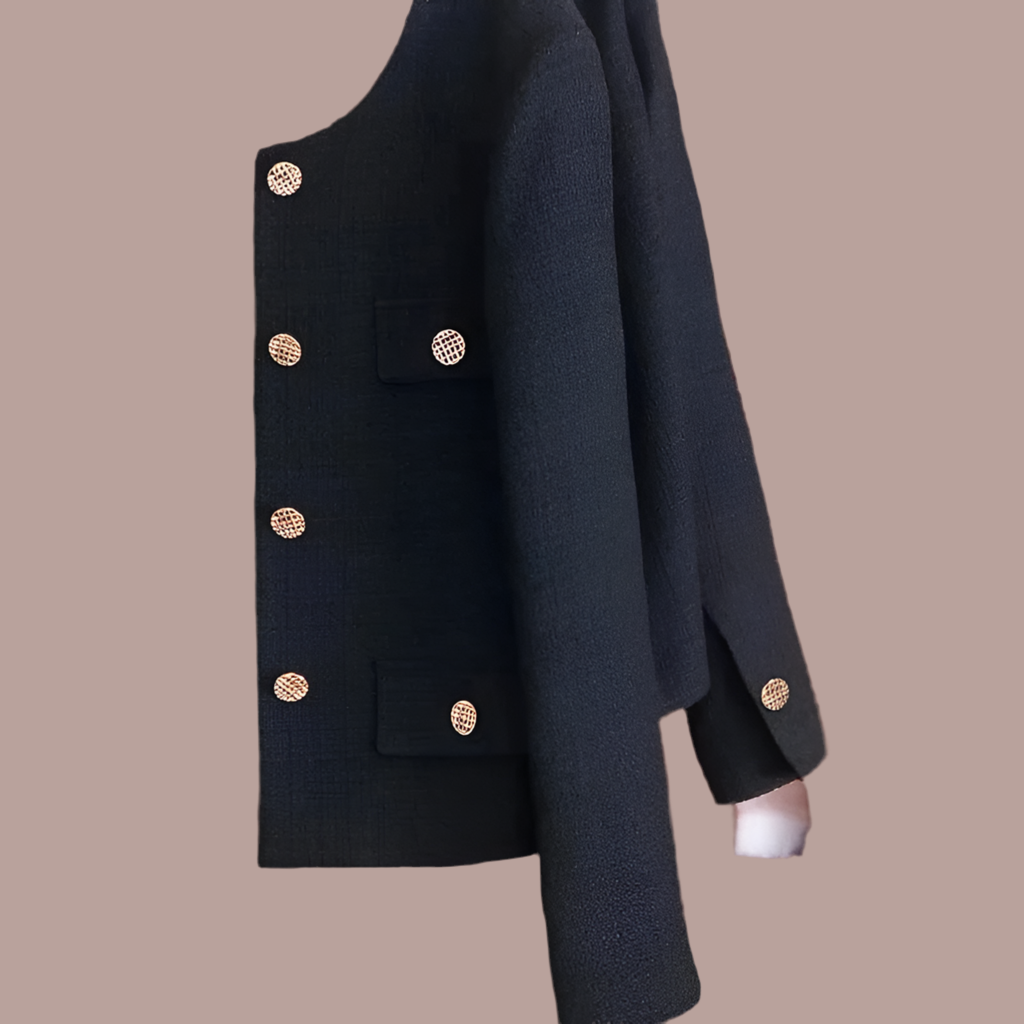 Chaqueta France twill lana, 2 colores, decoración botones dorados con forro interior