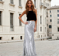 Mintlis women, sequin skirt Sequin silver, sizes (36-48)